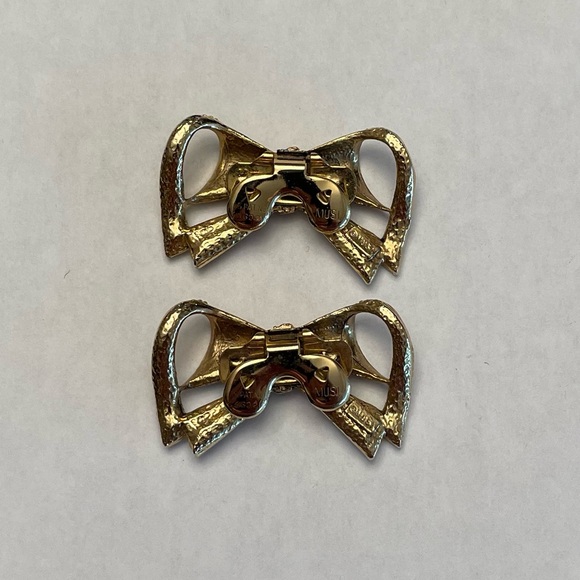 Vintage Musi Shoe Clips Goldtone Bows - Picture 5 of 7